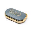 New Aftermarket Nano High Quality Gold Leather Cover For Wuling Remote Key 3 Buttons Gray Color WL-B13J  | Emirates Keys -| thumbnail