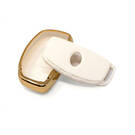 New Aftermarket Nano High Quality Gold Leather Cover For Hyundai Remote Key 3 Buttons White Color HY-A13J3A  | Emirates Keys -| thumbnail