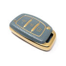 New Aftermarket Nano High Quality Gold Leather Cover For Hyundai Remote Key 3 Buttons Gray Color HY-A13J3A  | Emirates Keys -| thumbnail