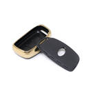New Aftermarket Nano High Quality Gold Leather Cover For Hyundai Remote Key 3 Buttons Black Color HY-A13J3B | Emirates Keys -| thumbnail
