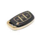 New Aftermarket Nano High Quality Gold Leather Cover For Hyundai Remote Key 3 Buttons Black Color HY-A13J3B | Emirates Keys -| thumbnail