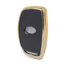 Кожаный чехол с нано-золотом для Hyundai Key 3B, черный HY-A13J3B | МК3 -| thumbnail