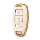 Cover in pelle dorata Nano di alta qualità per chiave remota Hyundai 3 pulsanti colore bianco HY-D13J