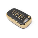 New Aftermarket Nano High Quality Gold Leather Cover For Hyundai Remote Key 3 Buttons Black Color HY-G13J | Emirates Keys -| thumbnail
