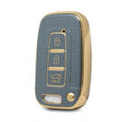 Nano Funda de cuero dorado de alta calidad para llave remota Hyundai, 3 botones, HY-G13J de Color gris