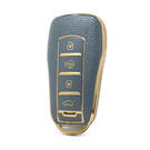 Nano High Quality Gold Leather Cover For Xpeng Remote Key 4 Buttons Gray Color XP-A13J
