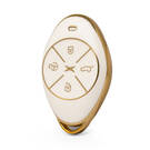Nano High Quality Gold Leather Cover For Xpeng Remote Key 4 Buttons White Color XP-B13J