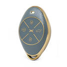 Capa de couro dourado nano de alta qualidade para chave remota Xpeng 4 botões cor cinza XP-B13J