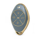 Nano High Quality Gold Leather Cover For Xpeng Remote Key 4 Buttons Gray Color XP-B13J