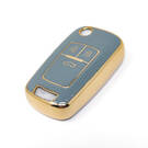 New Aftermarket Nano High Quality Gold Leather Cover For Chevrolet Flip Remote Key 3 Buttons Gray Color CRL-A13J3 | Emirates Keys -| thumbnail
