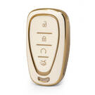 Capa de couro dourado nano de alta qualidade para chave remota Chevrolet 4 botões cor branca CRL-B13J4