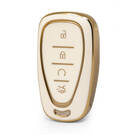 Nano High Quality Gold Leather Cover For Chevrolet Remote Key 4 Buttons White Color CRL-B13J4