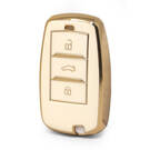 Capa de couro dourado nano de alta qualidade para chave remota Changan 3 botões cor branca CA-A13J