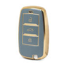 Capa de couro dourado nano de alta qualidade para chave remota Changan 3 botões cor cinza CA-A13J