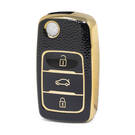 Nano High Quality Gold Leather Cover For Changan Flip Remote Key 3 Buttons Black Color CA-B13J