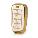 Nano High Quality Gold Leather Cover For Changan Remote Key 4 Buttons White Color CA-D13J