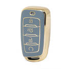 Capa de couro dourado nano de alta qualidade para chave remota Changan 4 botões cor cinza CA-D13J