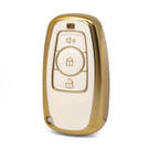 Нано-высококачественный золотой кожаный чехол для дистанционного ключа Great Wall с 3 кнопками белого цвета GW-A13J