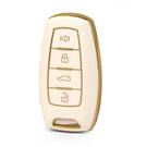 Nano High Quality Gold Leather Cover For Great Wall Remote Key 4 Buttons White Color GW-B13J