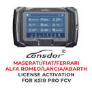 Lonsdor - Activación de licencia Maserati / Fiat / Ferrari / Alfa Romeo / Lancia / Abarth para K518 Pro FCV