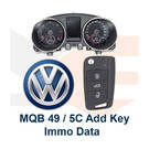 Grupo VAG MQB 49/5C Adicionar serviço de dados chave (dados Immo) via OBD usando um dispositivo de programação chave
