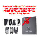 اشترِ 100 قطعة من أجهزة التحكم عن بعد الخاصة بسيارات KD واتصل بنا للحصول على KeyDiy PAK01-TB للهاتف كمفتاح من نوع TB ونظام الدخول بدون مفتاح