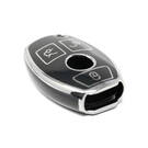 New Aftermarket Nano High Quality Cover For Mercedes Remote Key 3 Button Black Color Silver Frame Benz-A11Y3 | Emirates Keys -| thumbnail