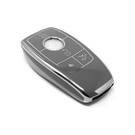 Nuova cover aftermarket di alta qualità per telecomando Mercedes a 4 pulsanti, colore grigio scuro, cornice argentata, Benz-B11Y4 | Emirates Keys -| thumbnail