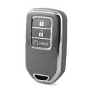 Funda nano de alta calidad para mando a distancia Honda de 3 botones, color gris oscuro, marco plateado HD-A11Y3B