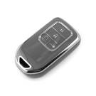 Nueva funda nano de alta calidad para mando a distancia Honda de 4 botones, color gris oscuro, marco plateado HD-A11Y4 | Emirates Keys -| thumbnail