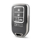 Funda nano de alta calidad para mando a distancia Honda de 5 botones, color gris oscuro, marco plateado HD-A11Y5