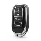 Funda nano de alta calidad para mando a distancia Honda de 3 botones, color negro, marco plateado, HD-G11Y3B
