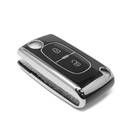 New Aftermarket Nano High Quality Cover For Peugeot Remote Key 2 Button Black Color Silver Frame PG-D11Y2 | Emirates Keys -| thumbnail