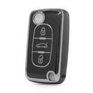 Funda nano de alta calidad para mando a distancia Peugeot de 3 botones, color negro, marco plateado, PG-D11Y3