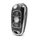 Funda nano de alta calidad para mando a distancia Buick de 4 botones, color negro, marco plateado BK-B11Y