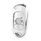 Funda nano de alta calidad para mando a distancia Buick de 4 botones, color blanco, marco plateado BK-B11Y