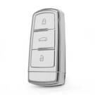 Funda nano de alta calidad para mando a distancia Volkswagen de 3 botones, color blanco, marco plateado, VW-C11Y