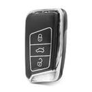 Funda nano de alta calidad para mando a distancia Volkswagen de 3 botones, color negro, marco plateado, VW-D11Y3