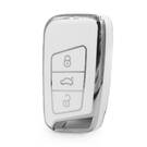 Nano High Quality Cover For Volkswagen Remote Key 3 Button White Color Silver Frame VW-D11Y3