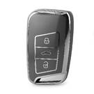 Funda nano de alta calidad para mando a distancia Volkswagen de 3 botones, color gris oscuro, marco plateado VW-D11Y3