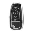 Funda nano de alta calidad para mando a distancia Ford de 4 botones, color negro, marco plateado, Ford-B11Y4B