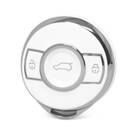Funda nano de alta calidad para llave remota inteligente de 3 botones, color blanco, marco plateado, SMT-A11Y
