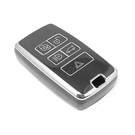 Coque Nano de rechange de haute qualité pour clé télécommande Land Rover 5 boutons, noire, cadre argenté, LR-B11Y | Emirates Keys -| thumbnail