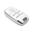 New Aftermarket Nano High Quality Cover For KIA Remote Key 3 Button White Color Silver Frame KIA-A11Y3 | Emirates Keys -| thumbnail