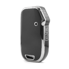 Cover di alta qualità Nano per chiave telecomando KIA a 3 pulsanti, colore nero, cornice argentata KIA-C11Y3