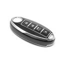 New Aftermarket Nano High Quality Cover For Nissan Remote Key 4 Button Black Color Silver Frame NS-A11Y4A | Emirates Keys -| thumbnail
