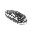 New Aftermarket Nano High Quality Cover For Tesla Remote Key 4 Button Black Color Silver Frame TSL-C11Y | Emirates Keys -| thumbnail