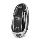 Nano High Quality Cover For Tesla Remote Key 4 Button Black Color Silver Frame TSL-C11Y