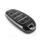 Coque Nano de rechange de haute qualité pour clé télécommande Hyundai 5 boutons, noire, cadre argenté, HY-H11Y5 | Emirates Keys -| thumbnail