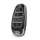 Coque Nano haute qualité pour clé télécommande Hyundai 5 boutons, couleur noire, cadre argenté HY-H11Y5